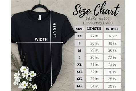 Bella Canvas Size Chart Graphic By Easydesignforyou Creative Fabrica