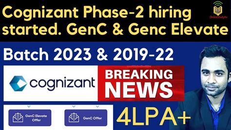 Cognizant Hiring Genc Genc Elevate Role Batch 2023 2019 22