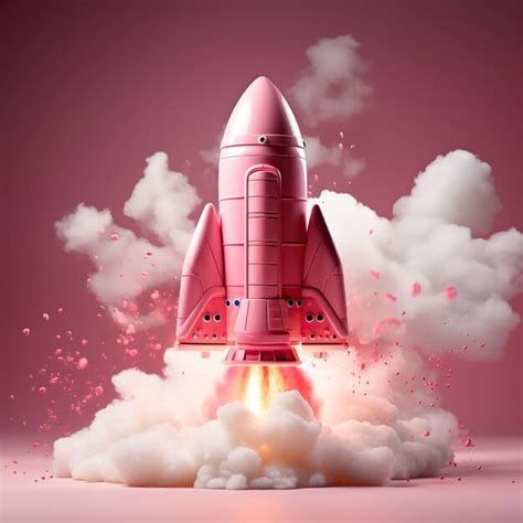 Premium Ai Image Pink Rocket Plain Background The Shuttle Takes Off