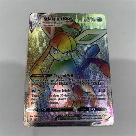 Glaceon Vmax Rainbow Rare Pokemon Tcg Evolving Skies Nm Values