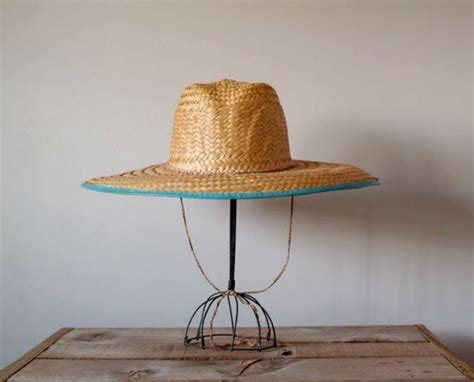 Vintage Straw Hat Vintage Gardening Hat Wide Brimmed Straw