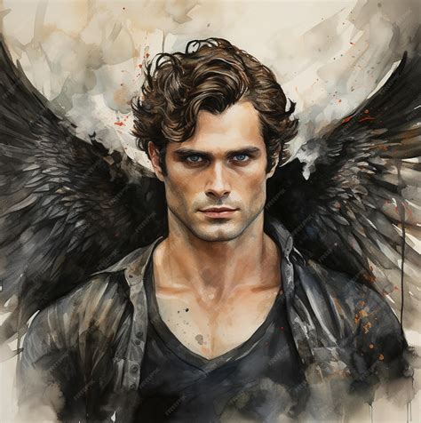 Premium Photo | A drawing of a man with wings that say wings.