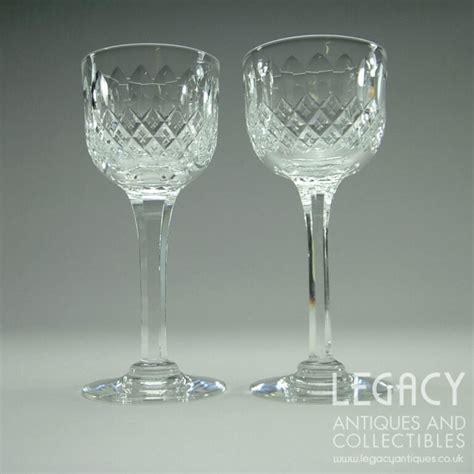 Pair Of Thomas Webb ‘normandy’ Design Lead Crystal Hock Wine Glasses Legacy Antiques