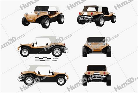 Volkswagen Buggy Meyers Manx 1965 Blueprint Template - 3DModels.org