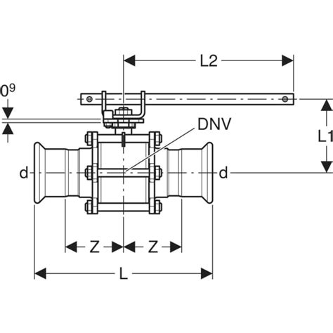 Geberit Mapress CuNiFe Ball Valve With Actuator Lever Flanged