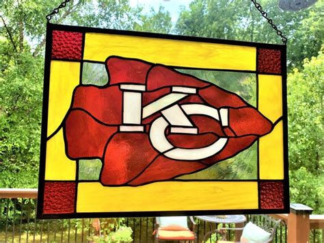 Kansas City Chiefs Stained Glass Window Nfl Arrowhead Football Etsy