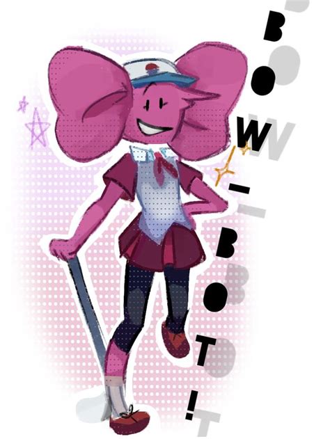 The Pink Elephant Is Wearing A Hat And Holding A Baseball Bat In Her