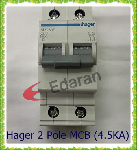 Hager 2 Pole Mcb 63a 4 5ka C Curve Sirim Approve Lazada