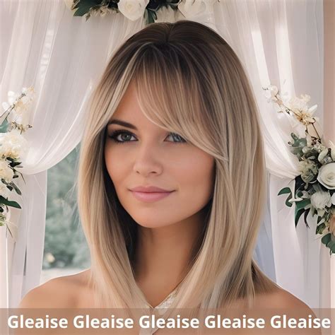 Blonde Balayage Short Hair With Bangs Honey Ombre Blonde Wig Dark Roots