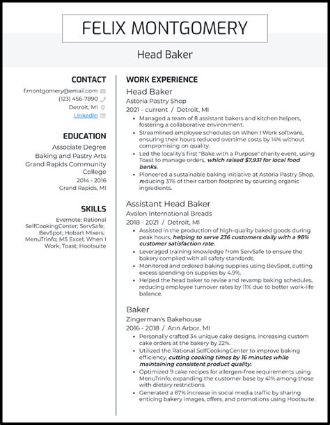 7 Baker Resume Examples And Guide