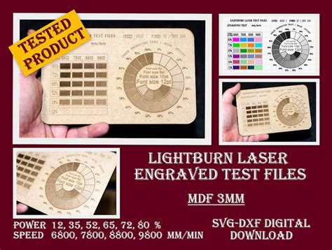 Lightburn Laser Engraved Test Files Laser Test File SVG Engrave Test