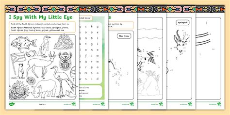 Printable South African National Symbols Worksheet Twinkl