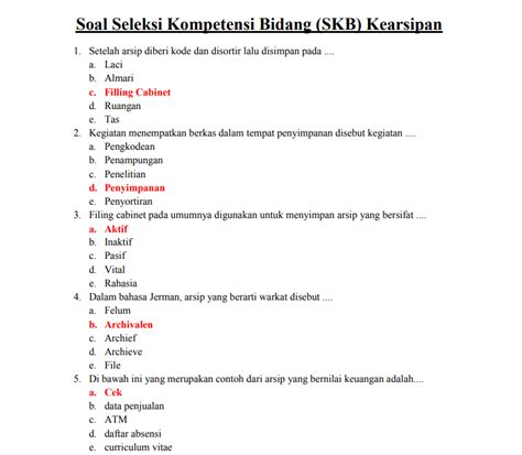 Materi Soal SKB Kearsipan CPNS 2020 Seleksi Kompetensi Bidang