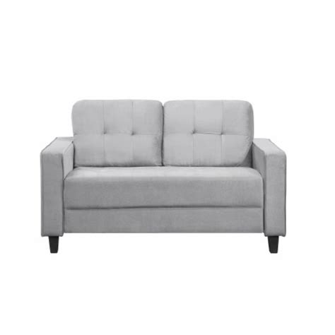 Alma 61 Inch Velvet Upholstered Accent Loveseat Button Tufted Light