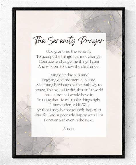 The Full Serenity Prayer Digital Download Reinhold Niebuhr Sobriety T Alcoholics Anonymous