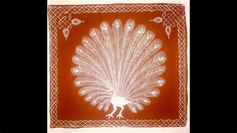 Warli Peacock Painting on Canvas | Easy Warli Art Tutorial