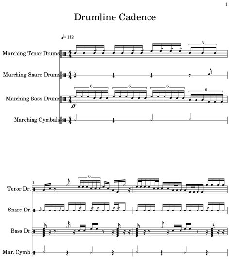 Drumline Cadence - Sheet music for Marching Bass Drums