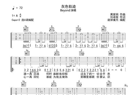 灰色轨迹吉他谱beyondg调弹唱54专辑版 吉他世界