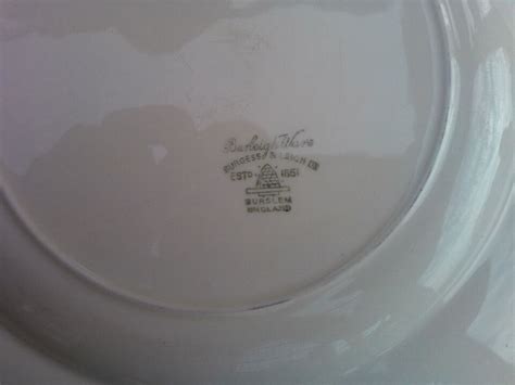 Vintage White Green Dinner Plate Burgess Leigh Burleigh Balmoral