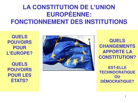 Ppt La Constitution De Lunion Europ Enne Fonctionnement Des