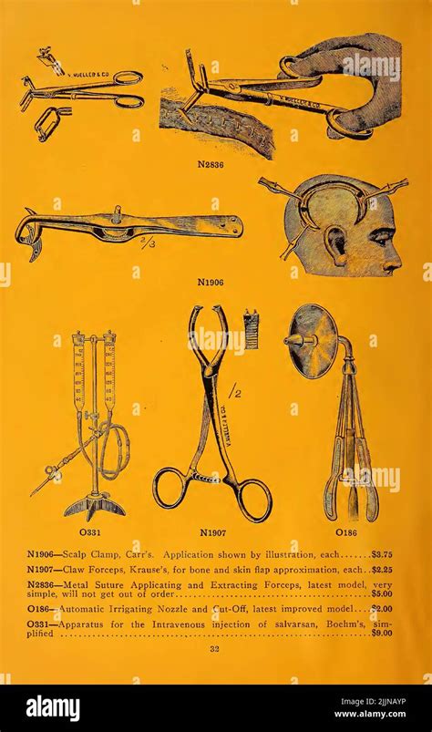 A Yellow Page From A 19th Century Medical Catalog Stock Photo Alamy