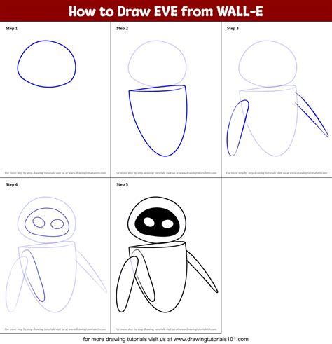 How to Draw EVE from WALL-E printable step by step drawing sheet ...