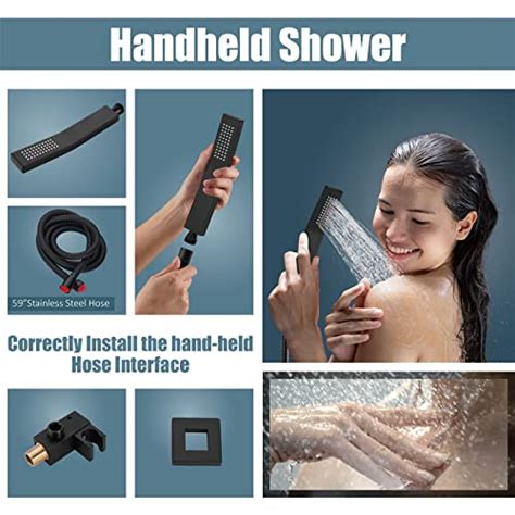 Aolemi Matte Black Rainfall Shower System Inch Shower Head Combo Set