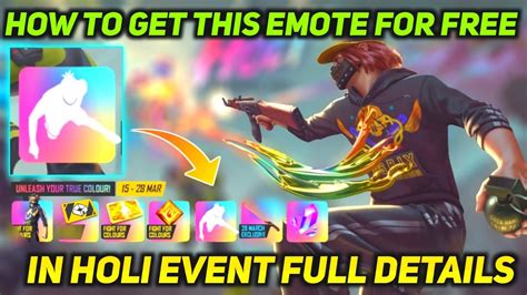 FREE FIRE HOLI EVENT HOW TO GET NEW PUSH UP EMOTE FOR FREE FULL