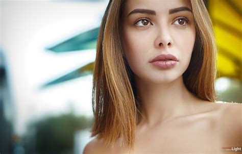 Wallpaper Women Blonde Face Portrait Depth Of Field Brown Eyes