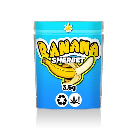 Banana Sherbet Ready Made Mylar Bags 3 5g Green Buddha Packaging