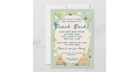 Coastal Sandcastle Beach Birthday Baby Shower Invitation Zazzle