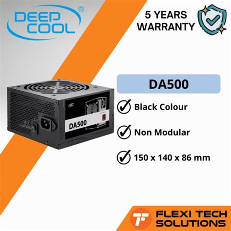 DEEPCOOL DA500 80 PLUS Bronze NON Modular 500w PSU Power Supply Flexi