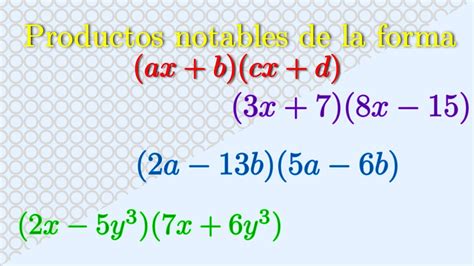 Productos notables de la forma ax b ax c Nivel básico Chapingo