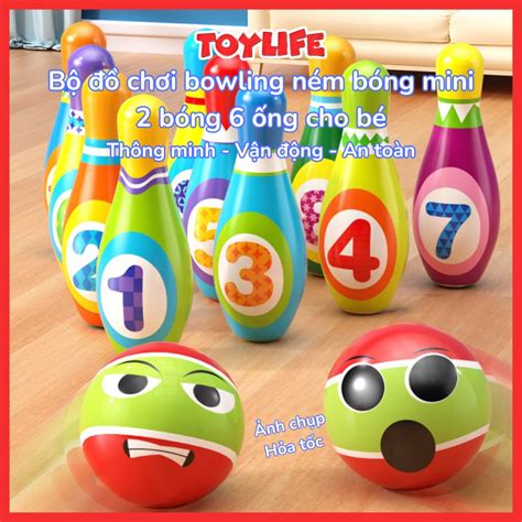 Bộ đồ Chơi Bowling Ném Bóng Mini 2 Bóng 6 ống Cho Bé Trò Chơi Boling