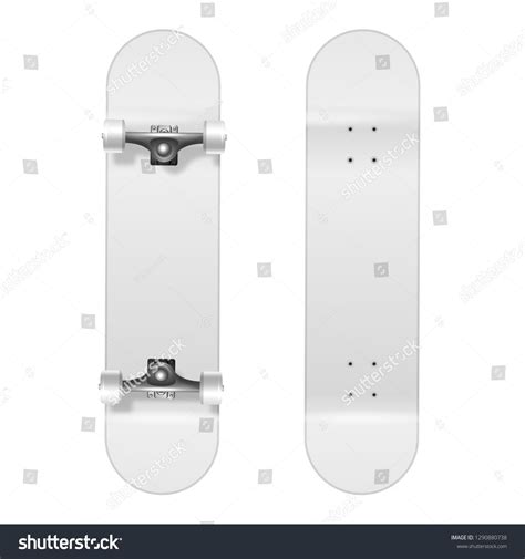 Skateboarding Vector Realistic 3d White Blank Skateboard Icon Set