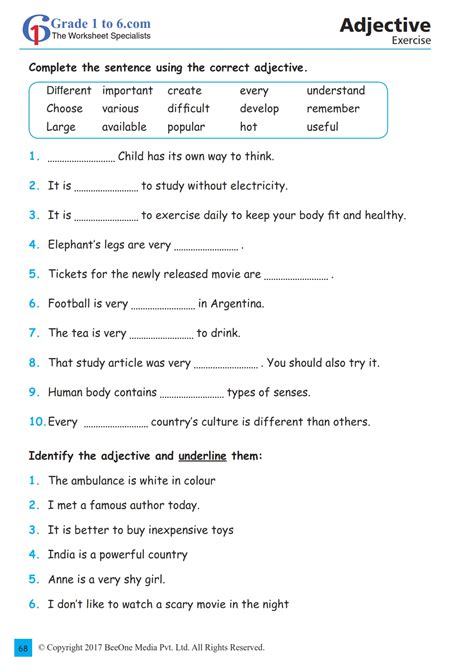 Adjectives Worksheet Academy Worksheets Worksheets Library