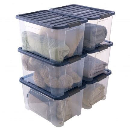 Lot de 6 boîtes de rangement en plastique transparent 45L WAVE BOX