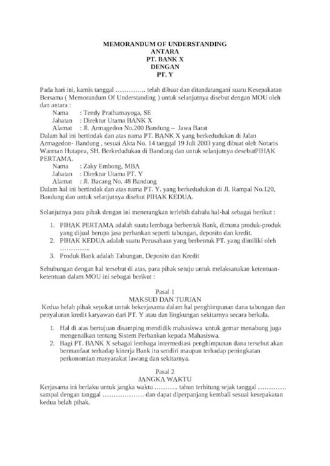 DOCX Contoh Nota Kesepahaman Memorandum Of Understanding DOKUMEN TIPS