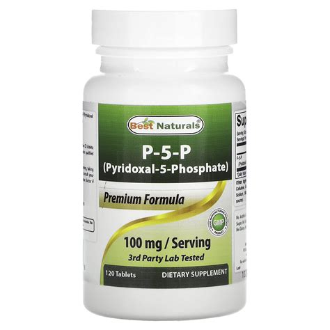 Best Naturals, P-5-P (Pyridoxal-5-Phosphate), 100 mg, 120 Tablets (50 ...