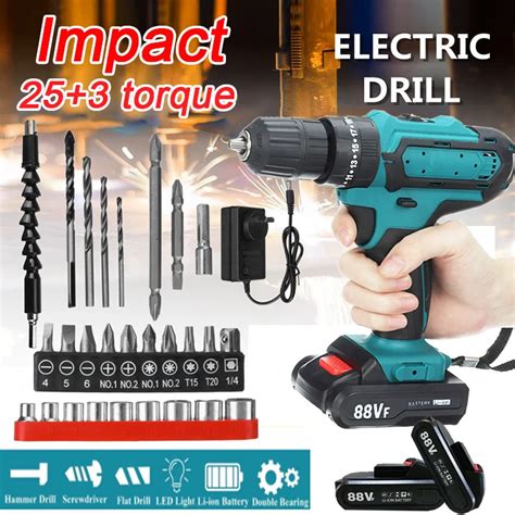 Gisam 88v Rotary Hammer Drill Cordless Impact Drill 25 3 Torque Electric Screwdriver Drill Power