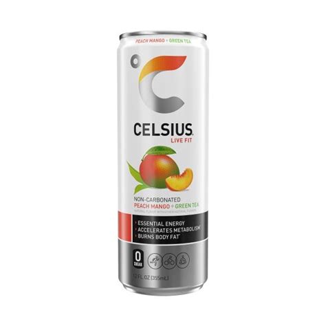 Celsius FIZZ FREE PEACH MANGO GREEN TEA ESSENTIAL ENERGY DRINK