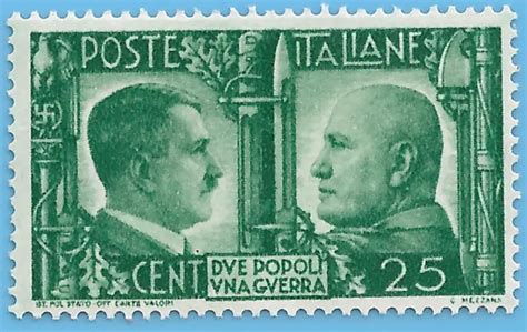 Italy Ww German Axis Adolf Hitler Mussolini Cent Stamp Ww Era