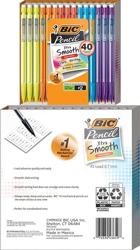 Bic Xtra Smooth Mechanical Pencils With Erasers Medium Point 07mm