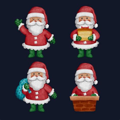 Colecci N De Personajes De Acuarela De Santa Claus Vector Gratis