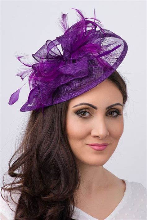 Purple Fascinator Penny Mesh Hat Fascinator With Mesh Ribbons And