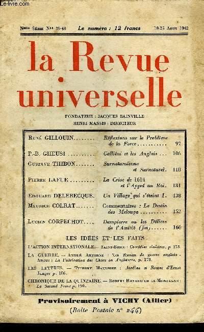 La Revue Universelle Nouvelle Serie N Ren Gillouin R Flexions