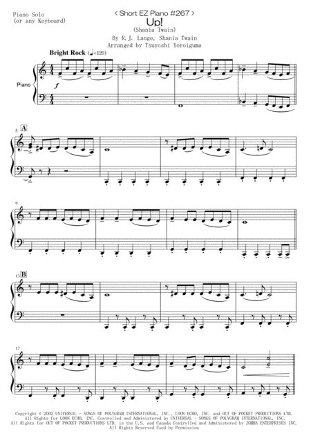 Up Arr Tsuyoshi Yoroiguma By Shania Twain Sheet Music For Easy