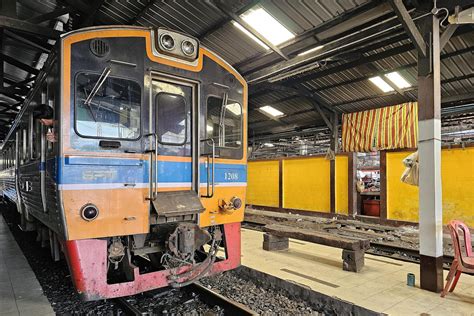 Samut Sakhon Thailand July 07 2024 Vintage Train At Mahachai Station