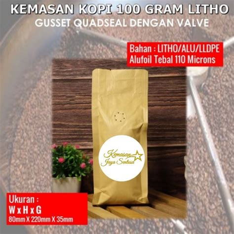 Jual Kemasan Kopi Gusset 100 Gr Valve Isi 50 Pcs Kemasan Kopi