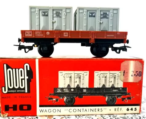 JOUEF HO RÉF 645 Wagon marchandises à 2 essieux containers EUR 14